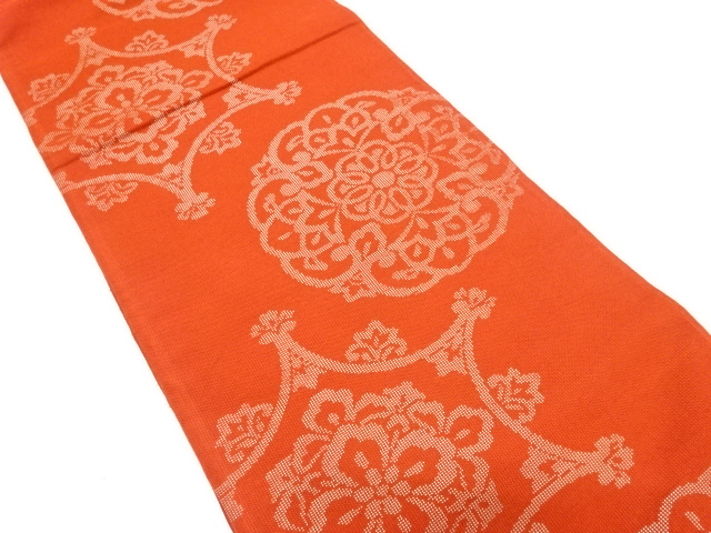 JAPANESE KIMONO / ANTIQUE FUKURO OBI / SILK / WOVEN FLORAL CREST